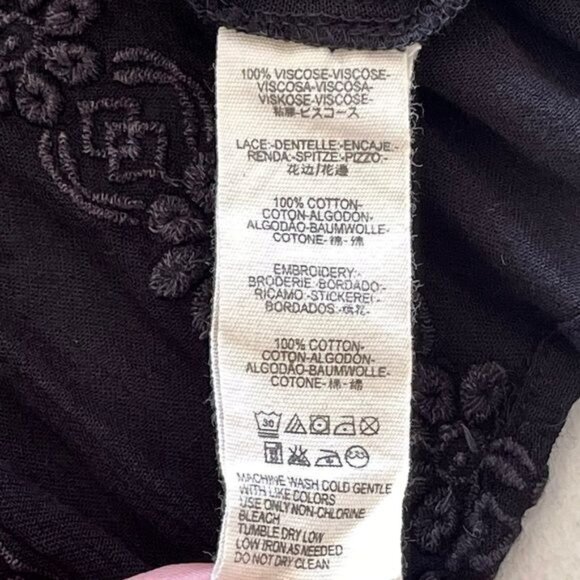 Free People Kiss Kiss Lace Inset Long Sleeve A-line Tunic Dress in Black XSmall - Picture 9 of 11